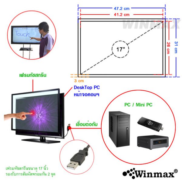 Winmax Touch screen ขนาด 17 นิ้ว 2 จุด รุ่น T102