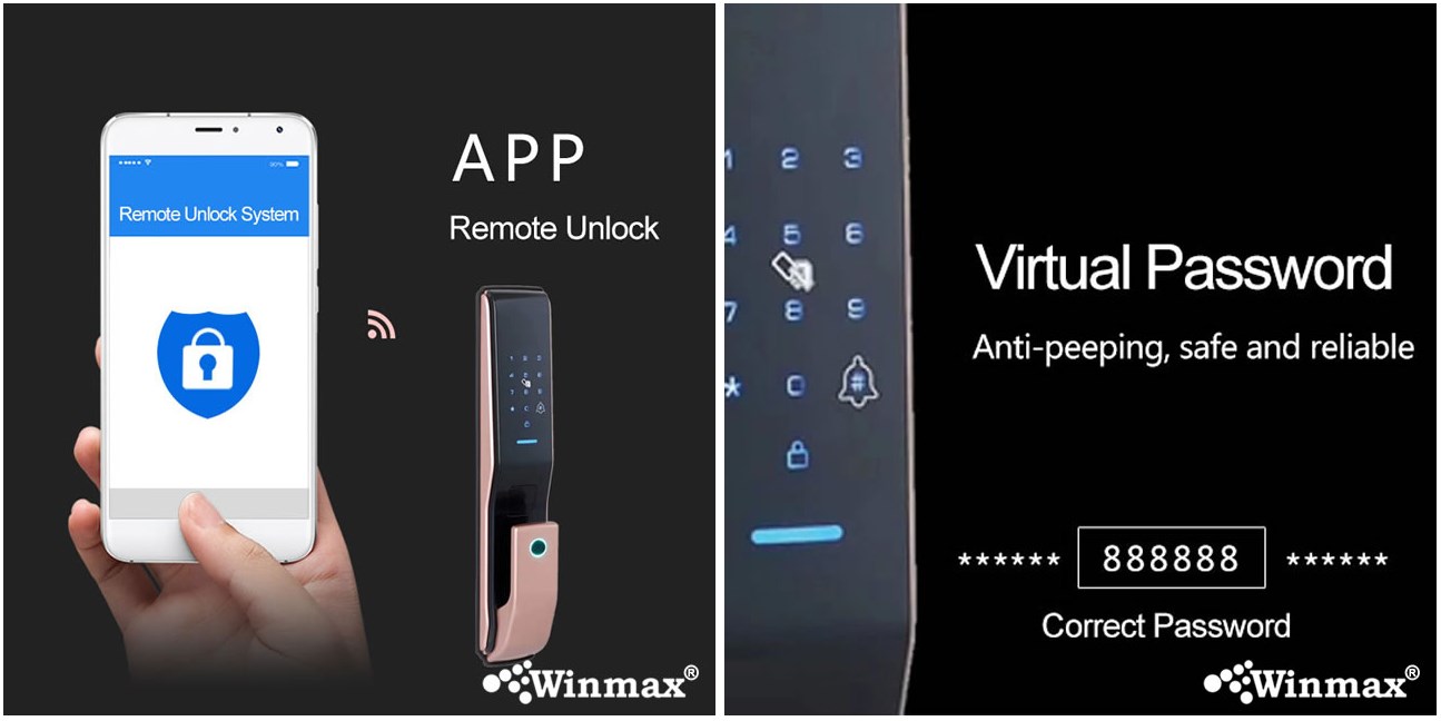 ประตูดิจิตอลสแกนลายนิ้วมือ ควบคุมผ่านสมาร์ทโฟน Winmax D704R