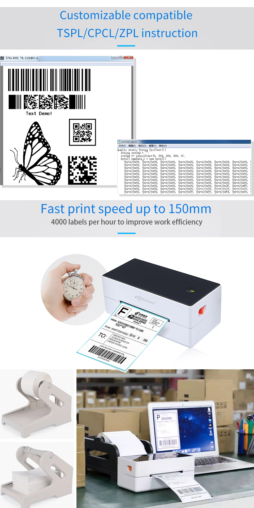 เครื่องพิมพ์ฉลากบาร์โค้ด Label Printer Winmax-TDL403-2